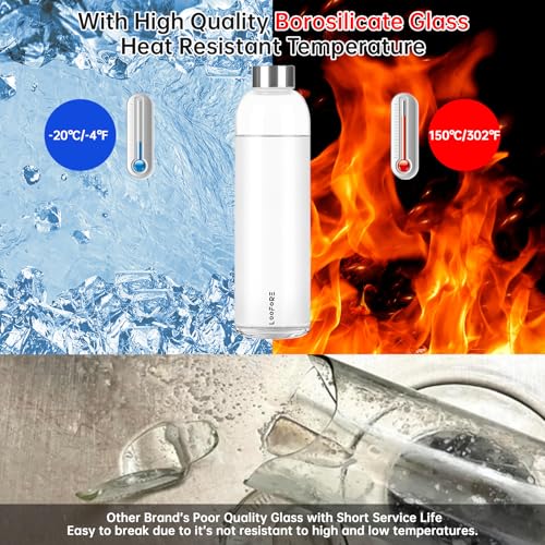 Image of Glass Water Bottle 32 oz with Lid and Neoprene Sleeve