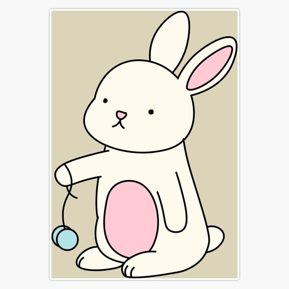 Cute Bunny with yoyo Sticker Decal Car Window Water Bottle 5"