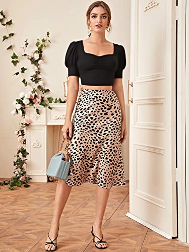Image of Istyle Can Sweetheart Neck Ruched Front Puff Sleeve /Half Sleeve Streachable Solid /Plain Slim Fit Crop top for Women | Women's Slim FIT Crop TOP | Tops for Women