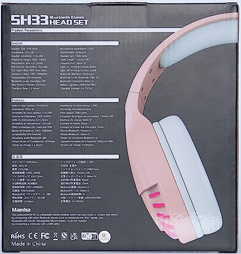 Wireless Bluetooth Headset Over Ear, Hi-Fi Stereo 5.1 channel, RGB LED Horse Race Backlit, 1000 mAh Rechargeable Lightweight Gaming Headset With Microphone, for PC/Ipad- Black Wireless Bluetooth Headset Over Ear, Hi-Fi Stereo 5.1 channel, RGB LED Horse Race Backlit, 1000 mAh Rechargeable Lightweight Gaming Headset With Microphone, for PC/Ipad- Black