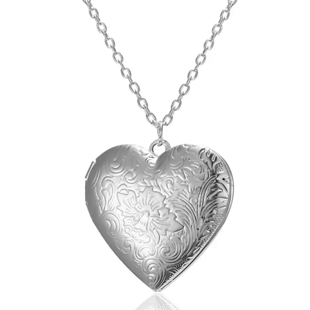 via mazzini Silver Plated Heart Memory Photo Locket Pendant With Chain Valentine Gift for Women and Girls (NK1148) 1 Pc-picture-48