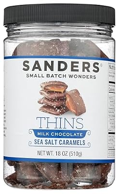 Sanders Milk Chocolate Sea Salt Caramel Thins - 18 oz. Tub