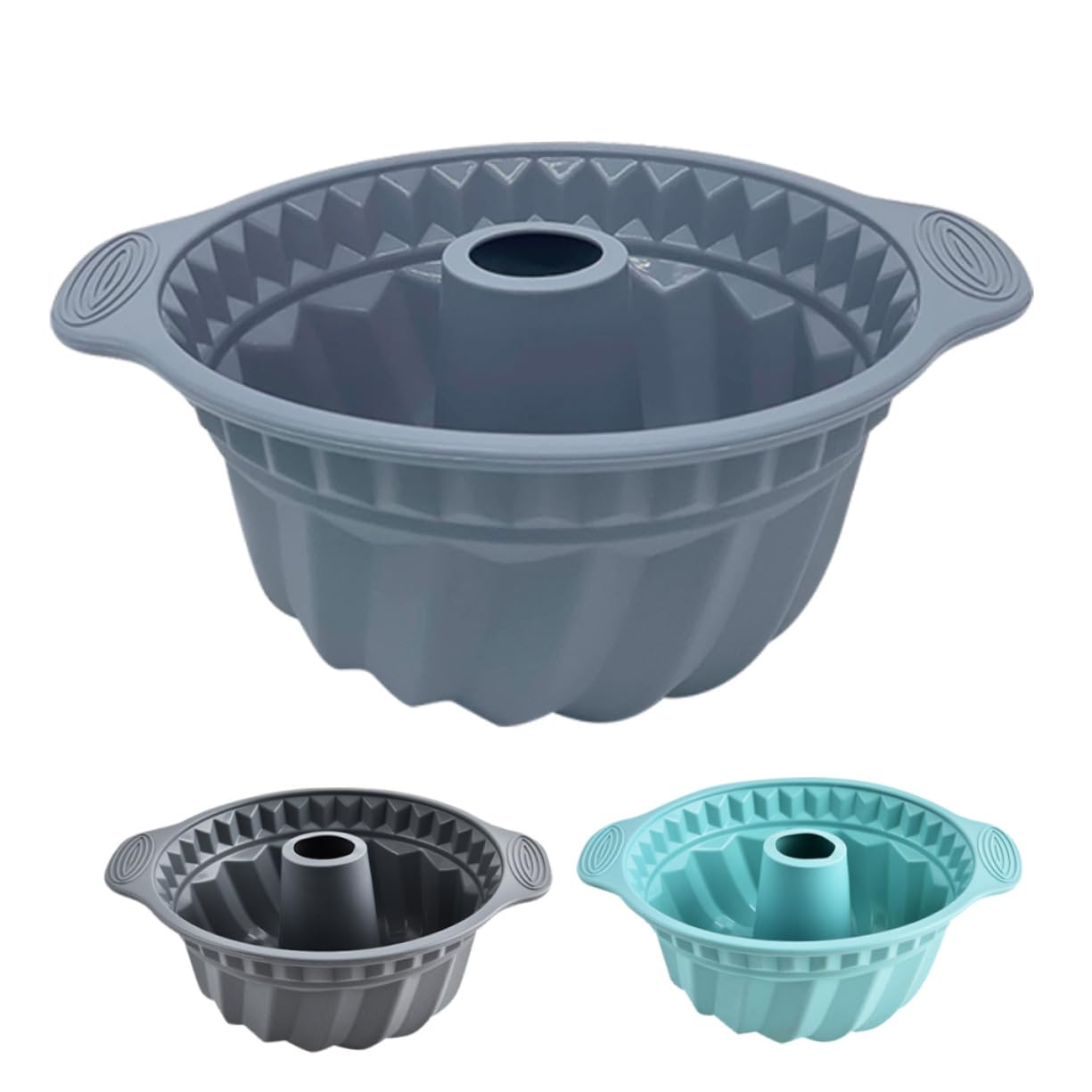 BESTYASH Set 3 Stampi in Silicone per Torta Mousse Design Scanellato e Rotondo, Superficie Liscia, Grande capacità per Dolci Fatti in Casa e Riutilizzabili