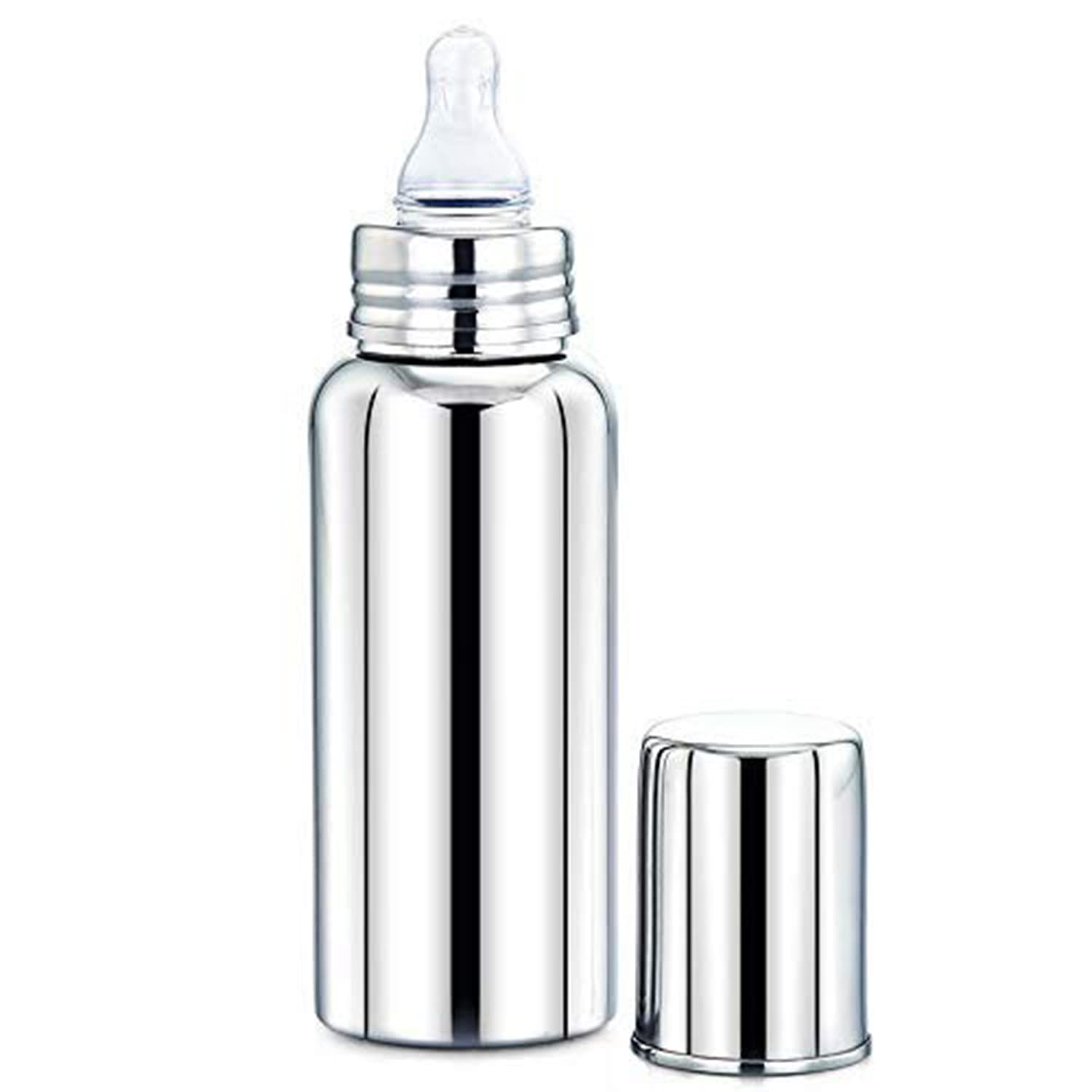 Maxima Aayush Stainless Steel Baby Feeding Bottle (150 ML) - Safe Transition from Infant to Sipper | Nipple Bottles | Milk Drinking Bottle | Travel-Friendly Design | Ideal for Newborns and Toddlers