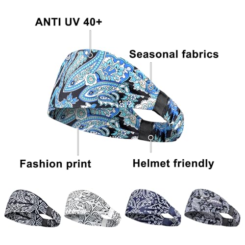 Image of AWUMBUK Sports Headbands for Men, Sweat Bands Headbands Men Absorbent Head Band Stretchy Sweatbands 5 Pack Hair Band Workout Football Running Cycling Fitness (Dark Blue)