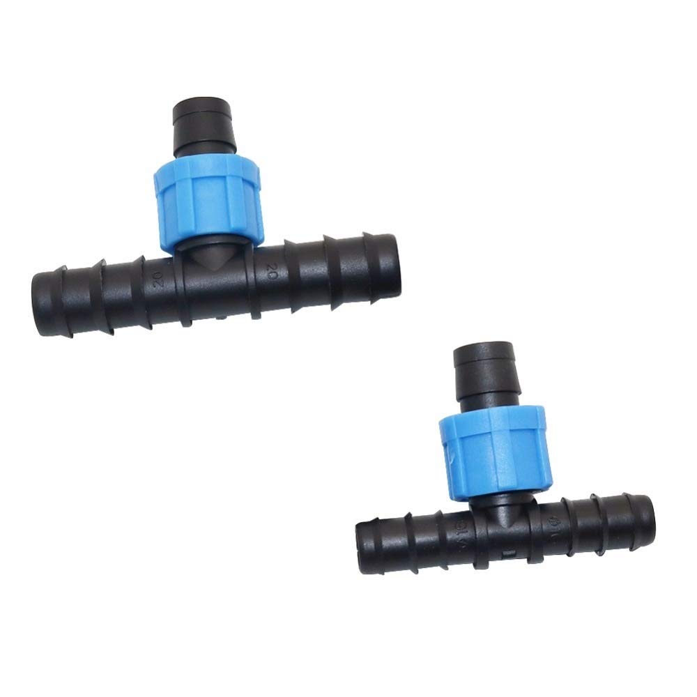 Schnellanschluss Gartenschlauch 16mm Drip Tape-T-Anschluss Tropfbewässerung Fittings Gewächshaus Gewindeverschluss Schlauchverbinder 50 Stk (Color : Black, Diameter : DN16 to 17mm)