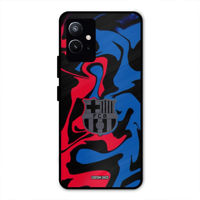 Image of PrintShield FC Barcelona Comic Back Cover for Vivo Y75 5G, Shockproof Printed Phone Case with Soft TPU Sides & Anti-Slip Grip