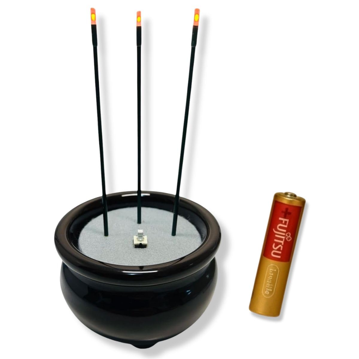 Electronic Incense Burner Buddhist Altar LED Flameless 2.5in Earthenware