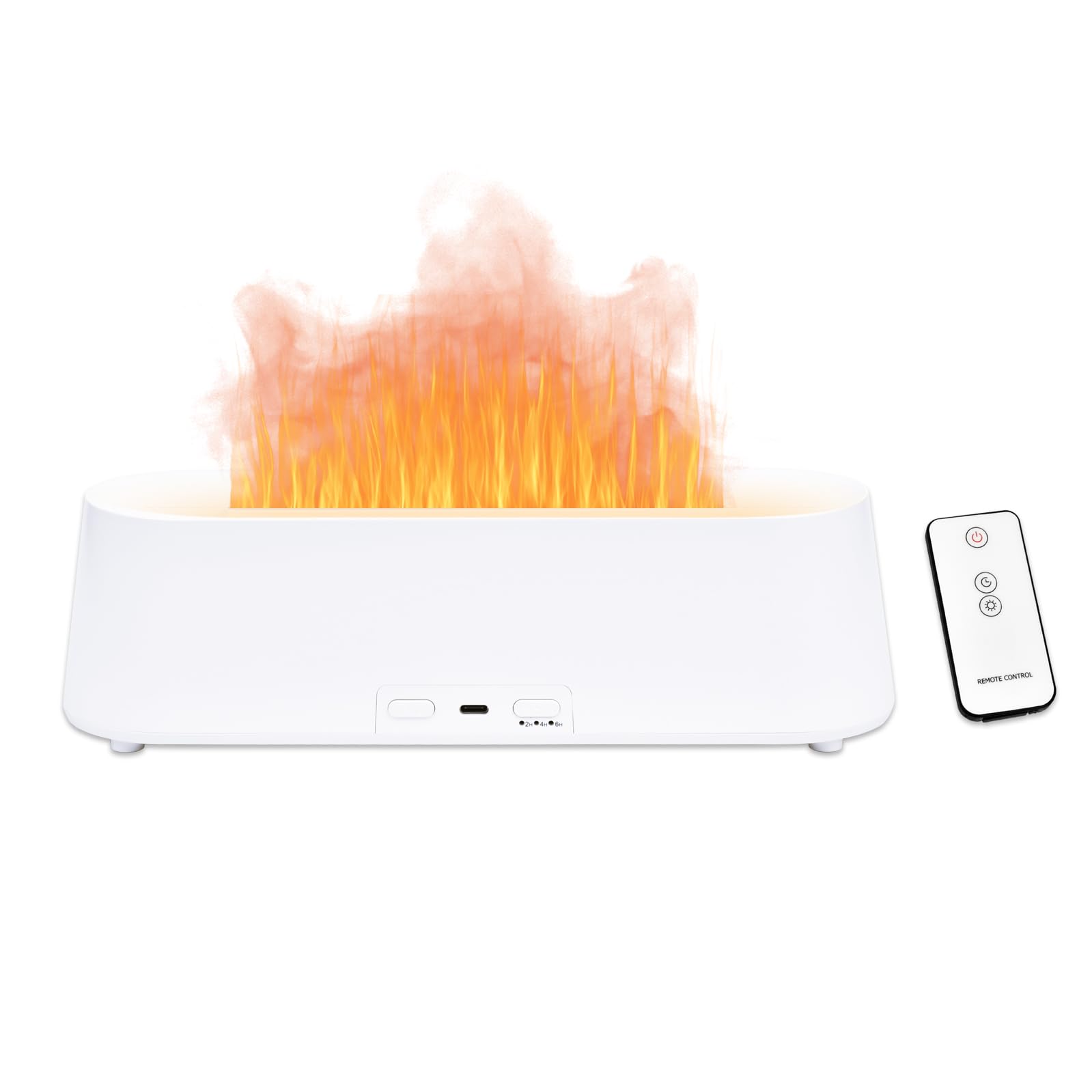Airmpa Aroma Diffuser 250ML, Aroma Diffuser Mit Flammen Effekt, Licht mit 7 Farbwechseln, Diffusor für ätherische Öle,luftbefeuchter, Kann im Schlafzimmer, Büro, Yoga verwendet Werden (Weiß)