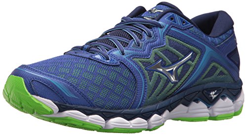 Mizuno Men's Wave Sky Running Shoes, surf The Web-Silver, 12 D US