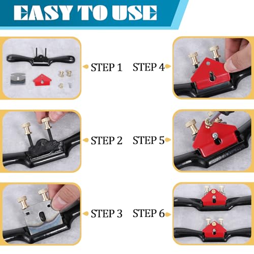 2pcs Adjustable SpokeShave with Flat Base 6pcs Metal Blade 1pcs Wood Hand Plane Home Woodworking for Wood Craft Working, Woods Craver - Image 4