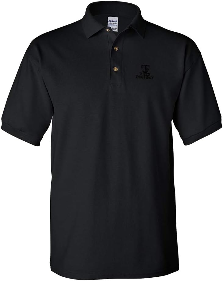 Speedy Pros Polo Shirts for Men Black Disc Golf Disc Basket Embroidery Cotton