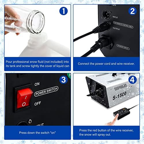 Máquina de nieve de 1500 W, con control remoto por cable y sin cables, para interiores y exteriores (1 unidad) miniatura 5