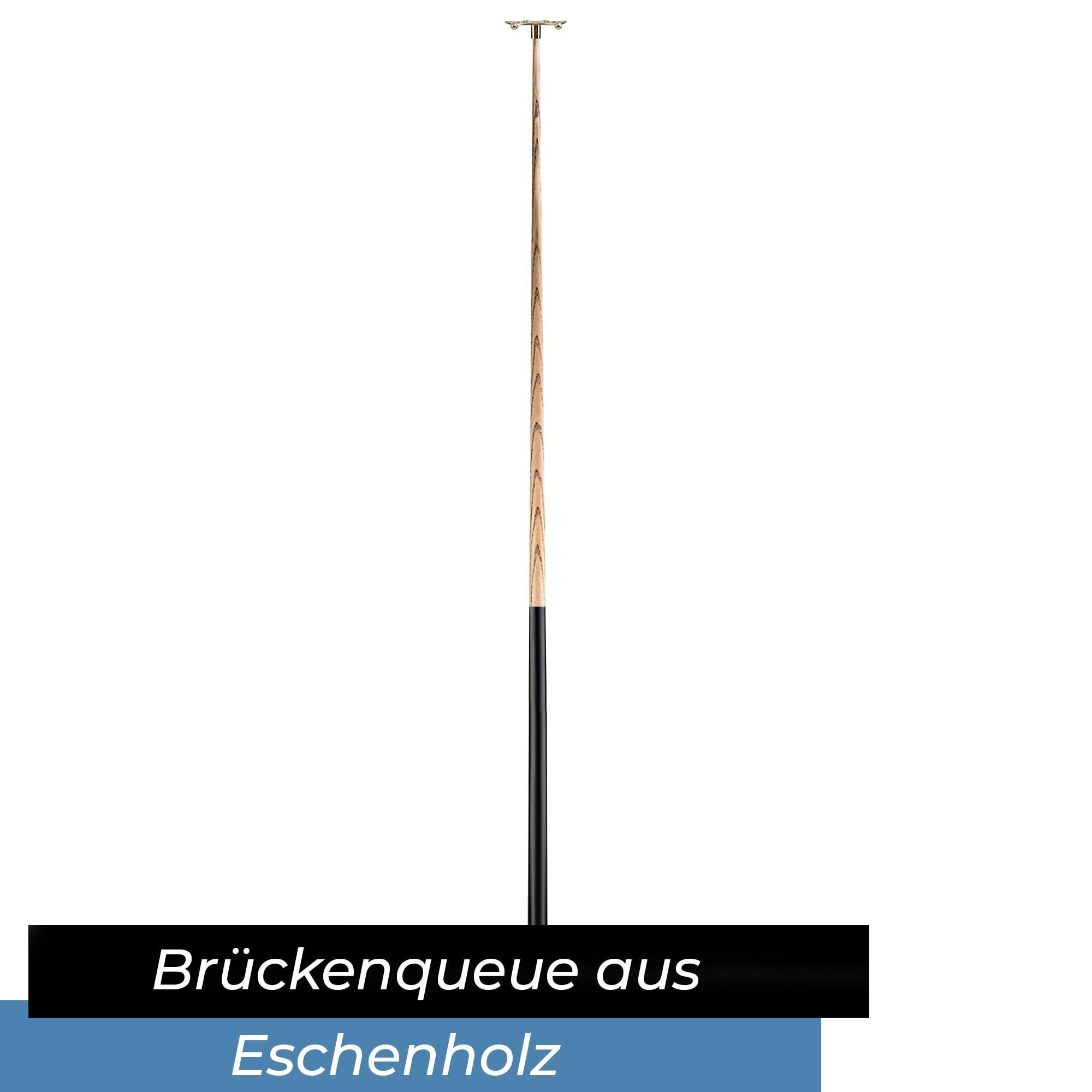 Winsport Brückenqueue Set inkl. Chrom-Aufsatz hoch oder flach, 145 cm für Billardtische und Snooker, Cue Verlängerung, Hilfs-Queue, aus Eschenholz mit Alu-Gewinde für Brücke, zweiteilig, transportabel