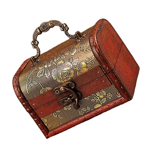 Holibanna 1個 ボックス 木製の宝石箱 おもちゃの宝箱 ヴィンテージ装飾 置き場 ジュエリー レトロ おもちゃ収納オーガナイザー ユニット 立方体 透明 キッチンビン 引き出しオーガナイザー