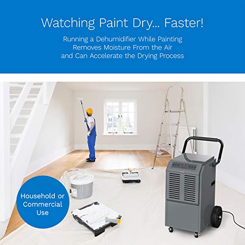 Homelabs Commercial Grade 140 Pint Dehumidifier - Built-In Pump, Includes Drain Hose And Washable Filter - Ideal For Large Basements, Industrial Or Commercial Spaces And Job Sites #TOP3