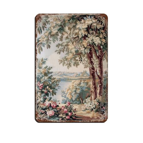 Aubusson - Tapiz retro de metal, letrero de estaño, arte elegante, retro, pintura de hierro, bar, cueva, cafetería, familia, garaje, póster decorativo de pared, 20 x 30 cm