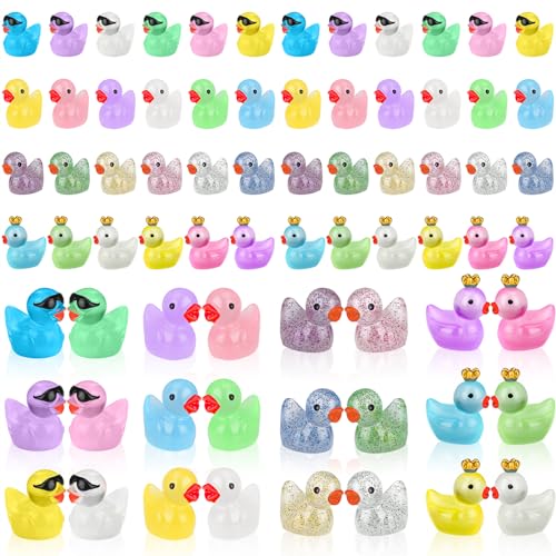 GGSTDDUP 120 PCS Colorful Mini Duck Pattern, Garden and Doll House Landscape Decoration, Cute Resin DIY Home Decor (4 Options)