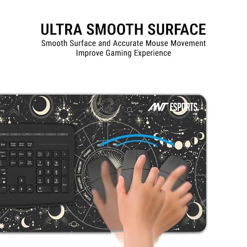 Image of Ant Esports Universe Unique Mouse Pad Gaming Mouse Pad Extended Mouse Mat for Mouse Keyboard with Stitched Edges Waterproof Non-Slip Base Mousepads for Office Home Shop Gaming Extra Large Black