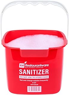 Restaurantware RW Clean 8 Quart Cleaning Bucket 1 Detergent Square Bucket - With Measurements Built-In Spout And Handle Red Plastic Utility Bucket For Home Or Commercial Use