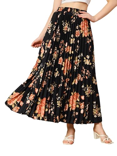 Image of KZULLY | Floral Printed Maxi Skirt | Comfortable Elastic Waist | Stylish Morden and Comfortable Looking | Fashionable and Modern Look Perfect for Any Event| Polyester, Crepe| for Women