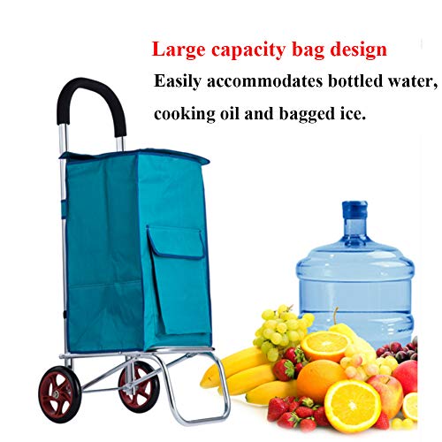 ASZX Zusammenklappbarer Einkaufswagen mit Tasche mit großem Fassungsvermögen, wasserdichter, Leichter Push-Pull… – Bild 6