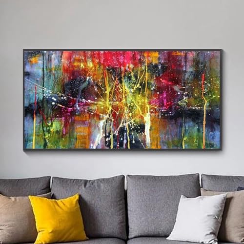 Toile art abstrait moderne coloré 80x160 cm sans cadre pour la décoration murale du salon