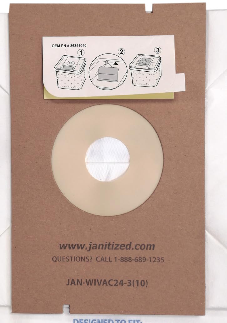 Janitized JAN-WIVAC24-3(10) Premium Replacement Commercial Vacuum Bag for Windsor Chariot 2 iVac 24 OEM # 8.634-104.0 (Pack of 10)