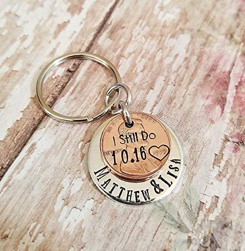 Personalized I Still Do Wedding Anniversary Gift Keychain for Men and Women Spouse