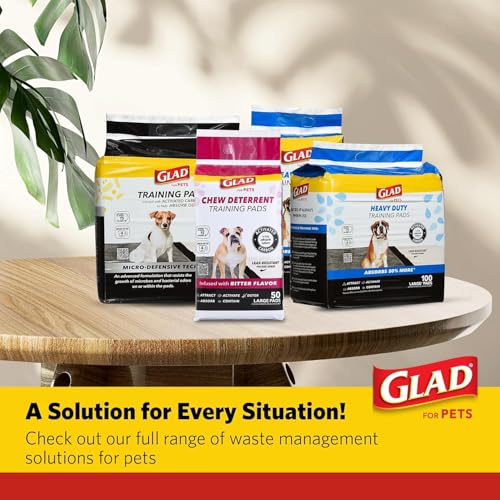 Image of Glad for Pets Activated Carbon Puppy Training Pads with Chew Deterrent and Attractant, Odor Control, 23 x 23 Inch Disposable Dog Pee Pads, 6-Layer Leak-Resistant Potty Pads, 50 Count - 2 Pack