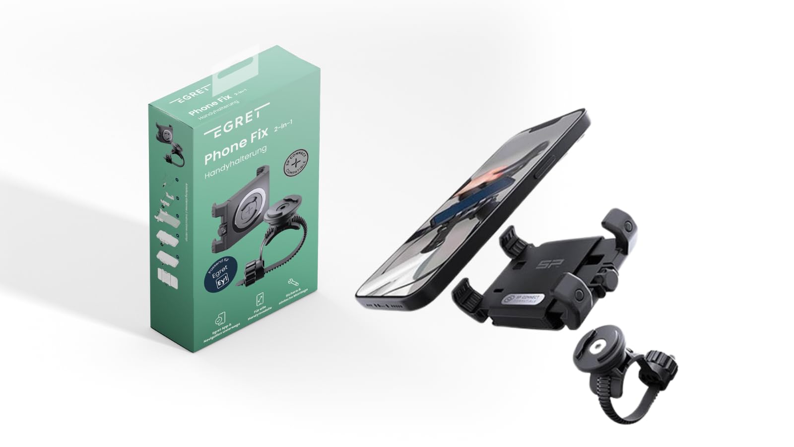 EGRET Phone Fix - Supporto universale per manubrio (adatto per scooter e biciclette)