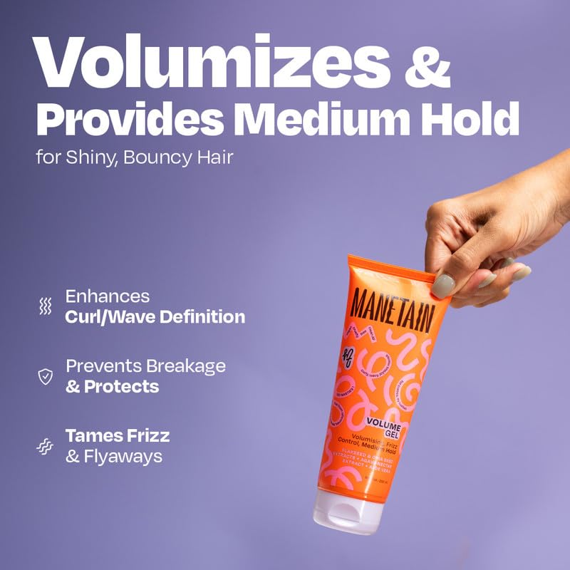 Image of MANETAIN Volume Curl Gel 200ml for Curly & Wavy Hair | Flaxseed Curl Defining Gel with Medium Hold | Anti-Frizz & Moisturizing Styling Gel | Lightweight, CG-Friendly Hair Gel for Defined Curls