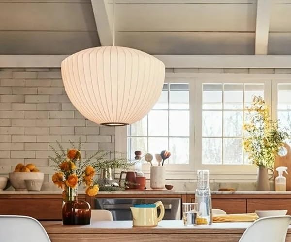 Lustre suspension bulle soie blanc lumière neutre anti éblouissement