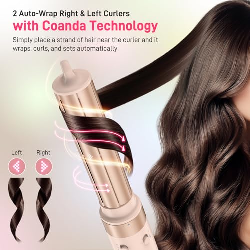 Image of MESCOMB 5 in 1 Hair Styler, 110000 RPM Ultra-Fast Drying, Automatic Hot-Air Curling, Smooth Straightening,Peach