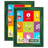 CORE ART 5x7 Picture Frames Green Photo Frames Set of 2, 5 by 7 Colorful Frame with HD Plexiglass, Wall or Tabletop Display