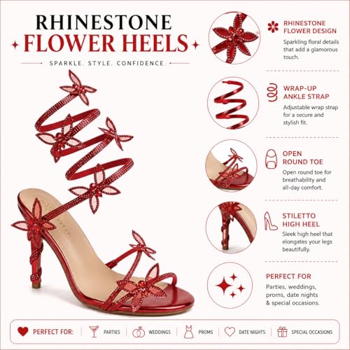 Image of Forever Link Women Rhinestone Butterfly Wrap up Stiletto Heel Sandals