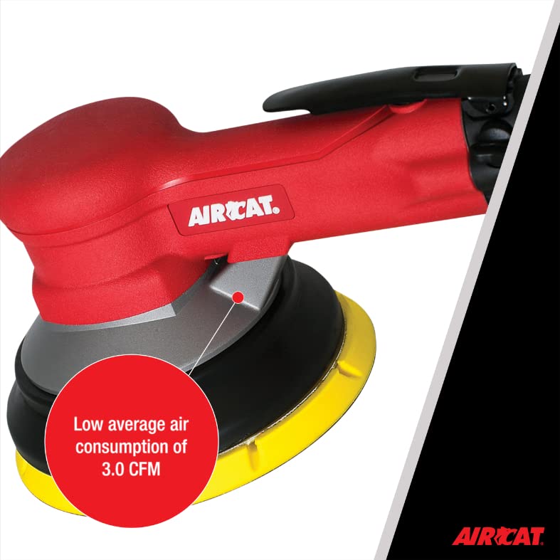 AIRCAT Pneumatic Tools 6700-6GCV: Central Vac Geared Planetary Motion Sander 900 RPM, Red/Black, 6-inch - Image 4