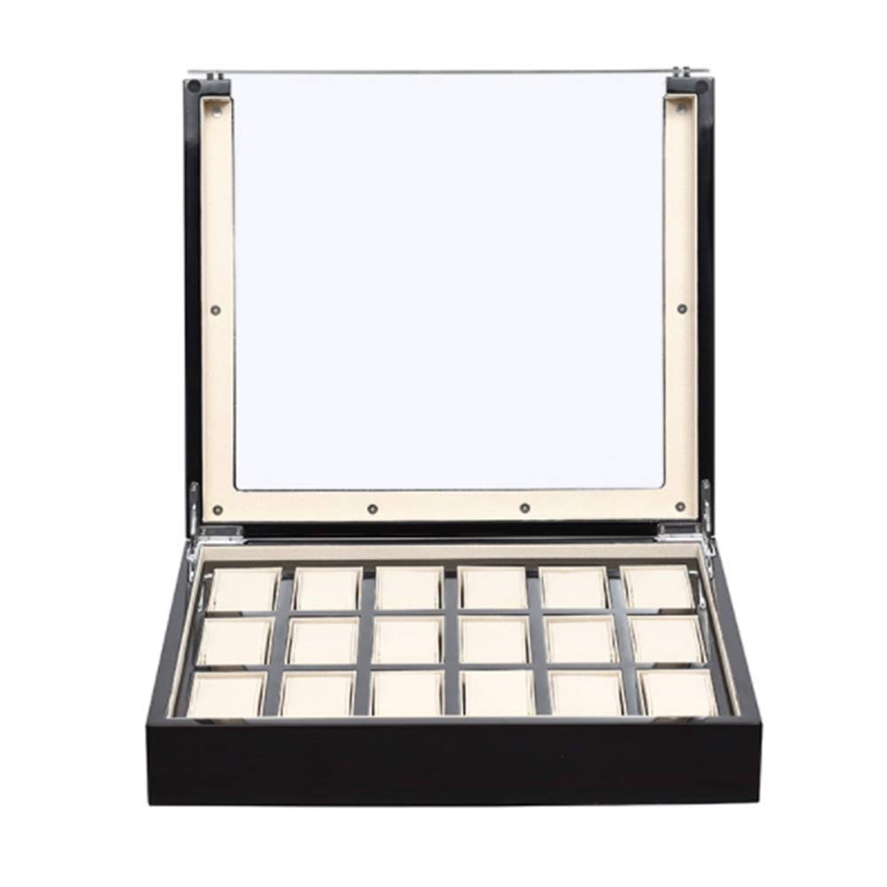 Cajas de Relojes 18 bits Caja de reloj madera europea alto brillo pulverización pintura la exhibición almacenamiento caja ventana visualización para Cumpleaños Navidad