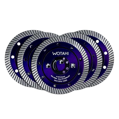 WOTAHI 5-Piece Turbo Diamond Saw Blades - 4-1/2 inch Diamond