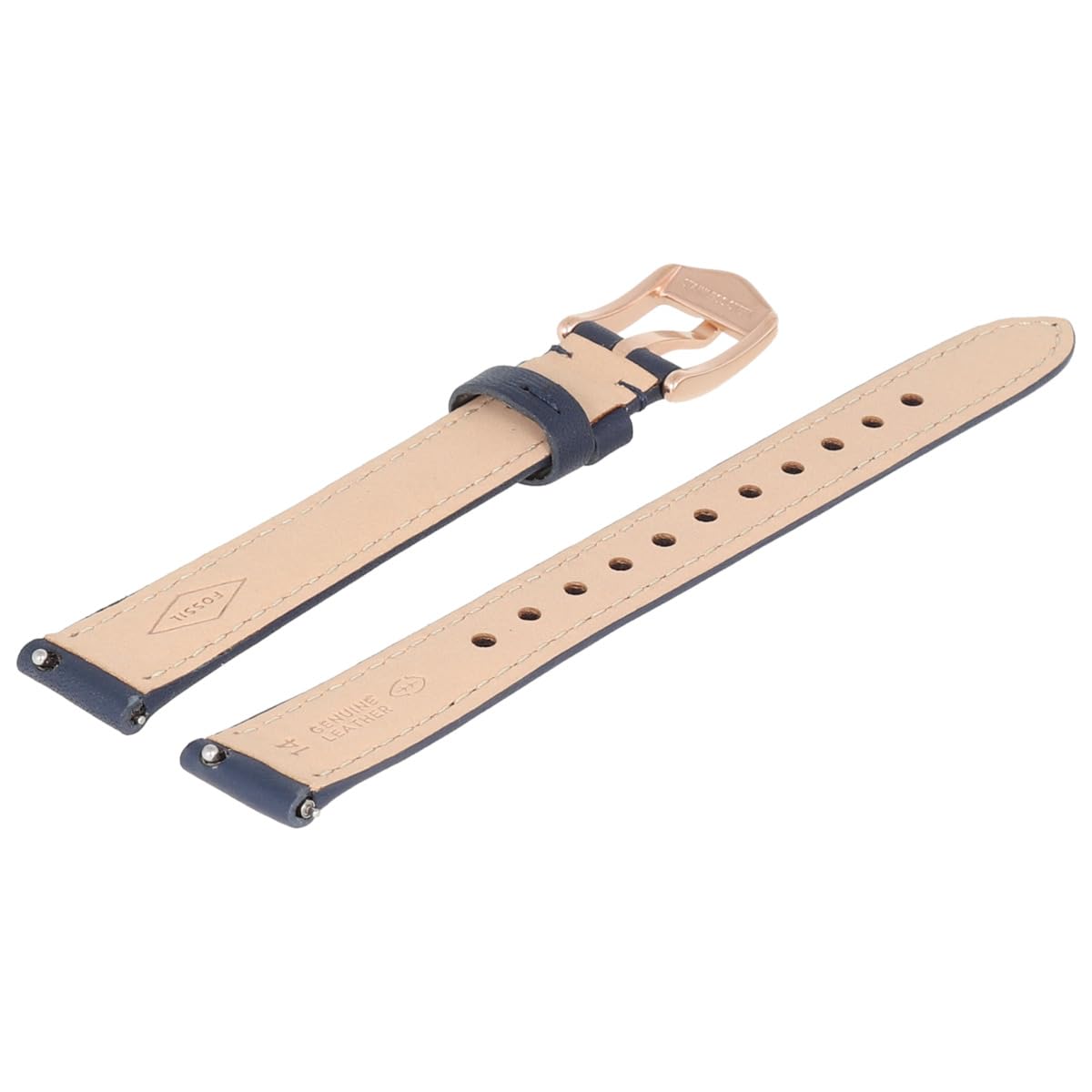 Fossil Uhrenarmband 14mm Leder Blau Gold - ES-3843 | LB-ES3843