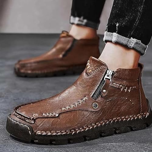 Stepthetop Motorcycle Boots Men, Men's Hand Stitched Motorcycle Boots, Wide Toe, Waterproof, For Work, Driving, Hiking2