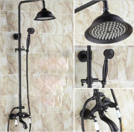 Colonne de douche en bronze huilé avec mitigeur de baignoire intégré Gowe