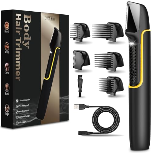 RAOYAN Tondeuse Corps Homme Extensible avec LED, IPX6 Tondeuse Intime avec 5 Têtes de Coupe, Rasoir...