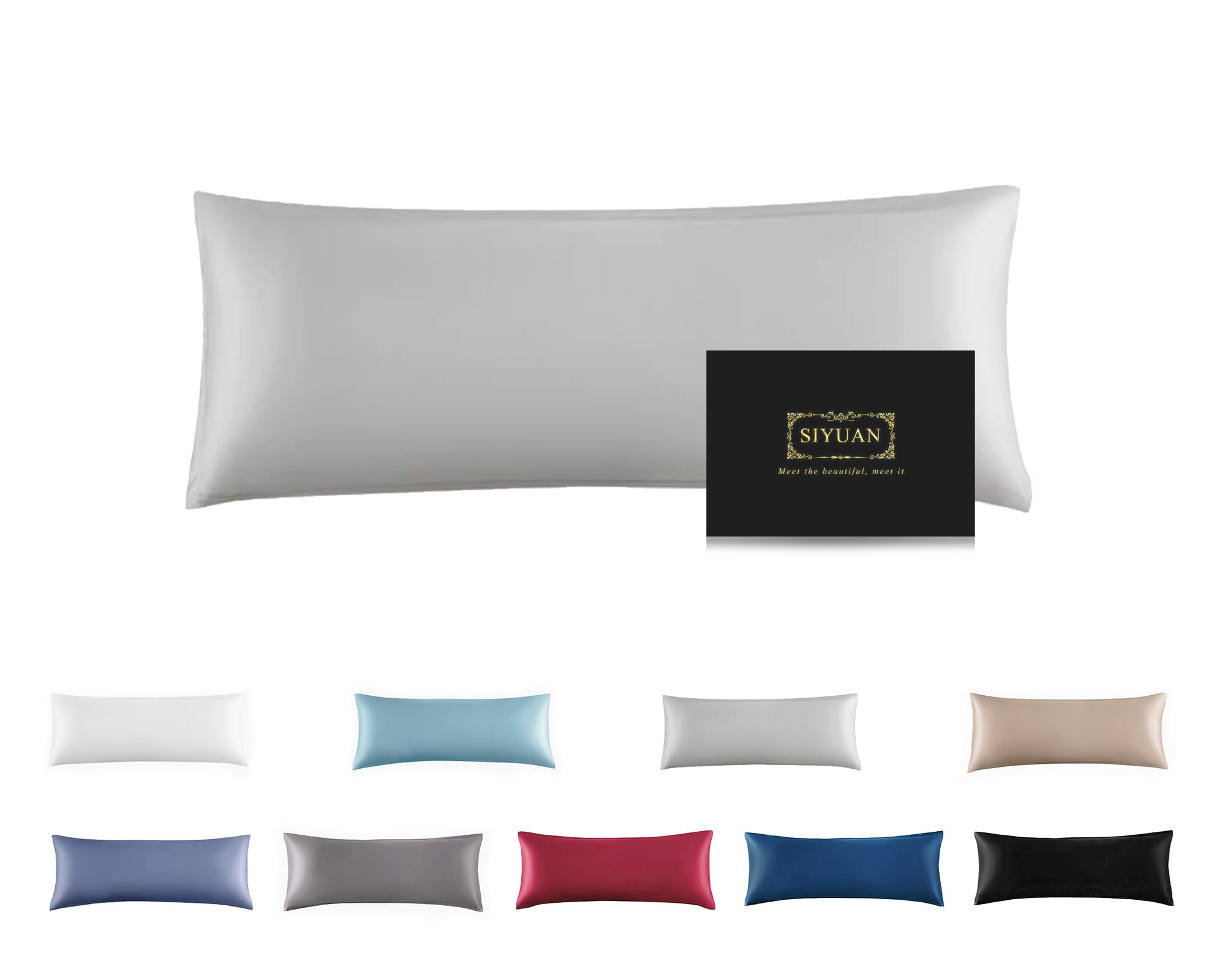 SIYUAN Mulberry Silk Pillowcase for Hair and Skin,Cooling Silk Pillow Case with Hidden Zipper,Allergen Proof Dual Sides Soft Breathable Smooth Silk Pillow Cover for Women (Light Gray, Body) โ image 1