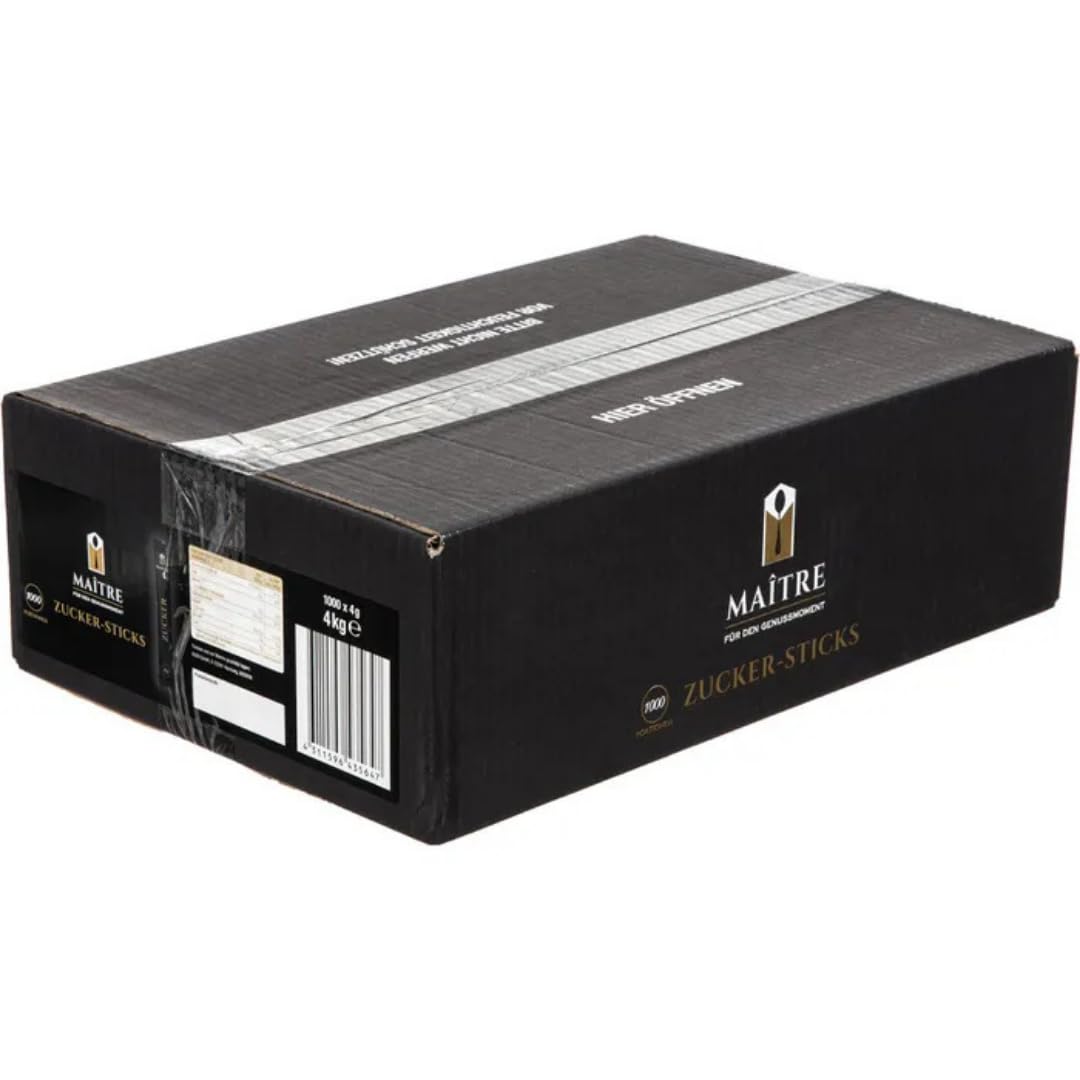 Maite Zucker-Sticks, Zucker Würfelzucker, Weißer Zucker mit jeweils 4g Füllmenge,4kg, 1000 Stück