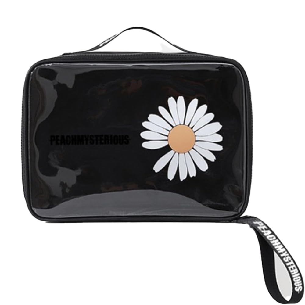NovEnyDelicate Daisy Toiletry Bag Cosmetic Bag - Compact and Charming, Perfect for Daily Touch-ups, Short Travels, and Gym Sessions (Black)