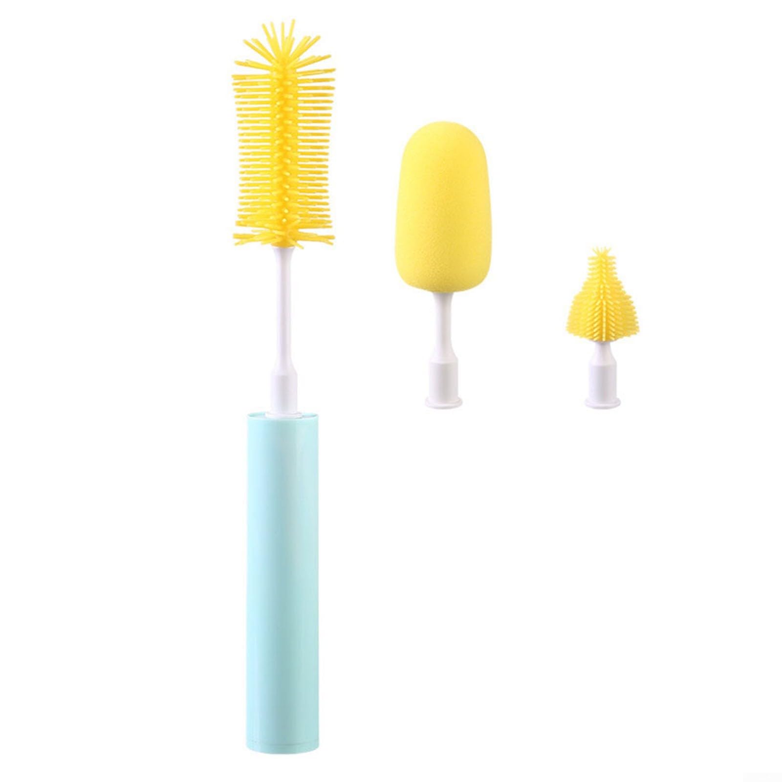 Risveglio Electric Bottle Brush Cleaner Rechargeable 360 Degree Rotating Silicone Brush Head Set 2 for Baby Bottles Cups Green