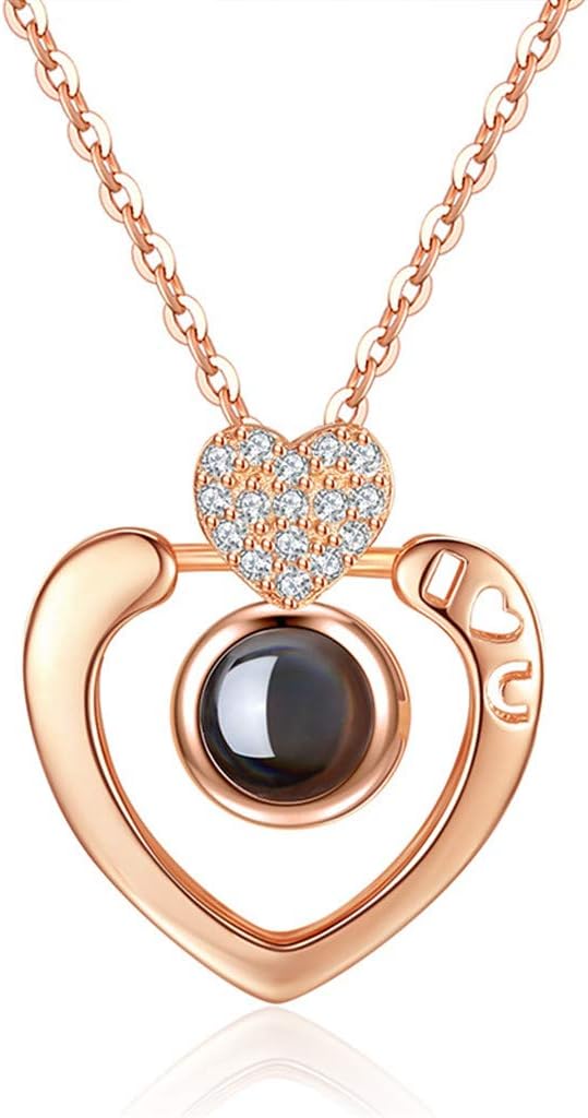 Choker Stylish Necklace Elegant Beautiful Necklace Chain for Women I Love You in 100 Languages, gold, NO1