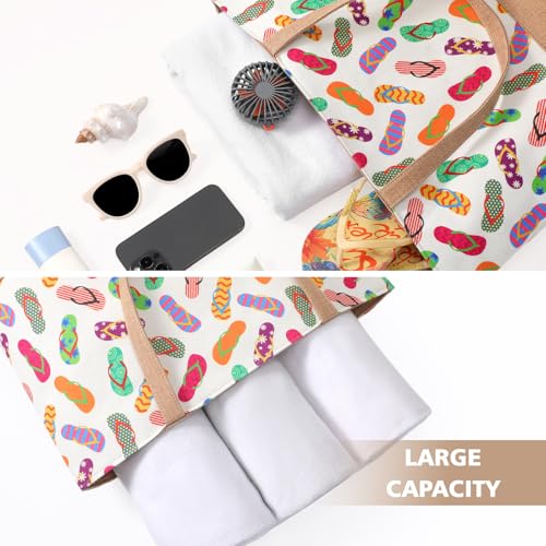 Image of Trifabricy Beach Bag for Women, Large Beach Tote Bags with Zipper, Woven Straw Tote Waterproof, Swim Gym Shopping Travel Bag