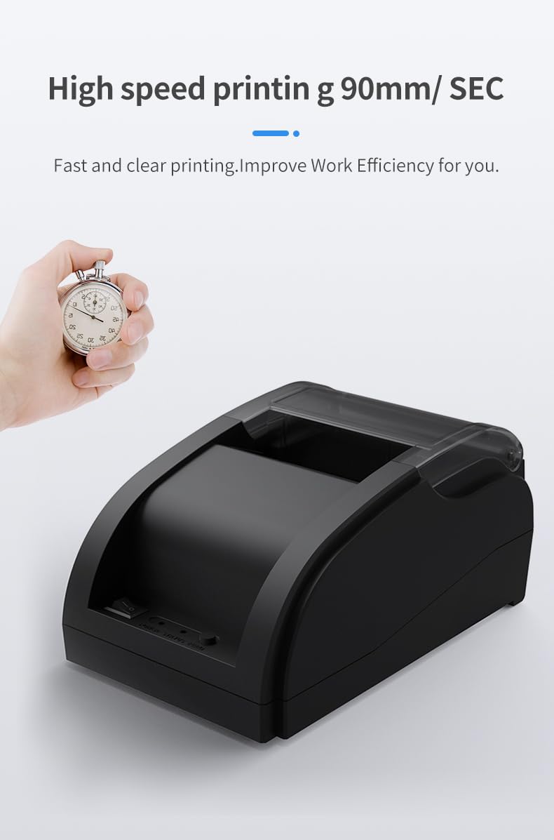 TKMARS Impresora Termica Bluetooth Portátil，Impresora de Recibos 48mm Velocidad de Imprimir 90mm/s ESC/POS，Compatible con Windows/Mac/Chromebook 25A04008.